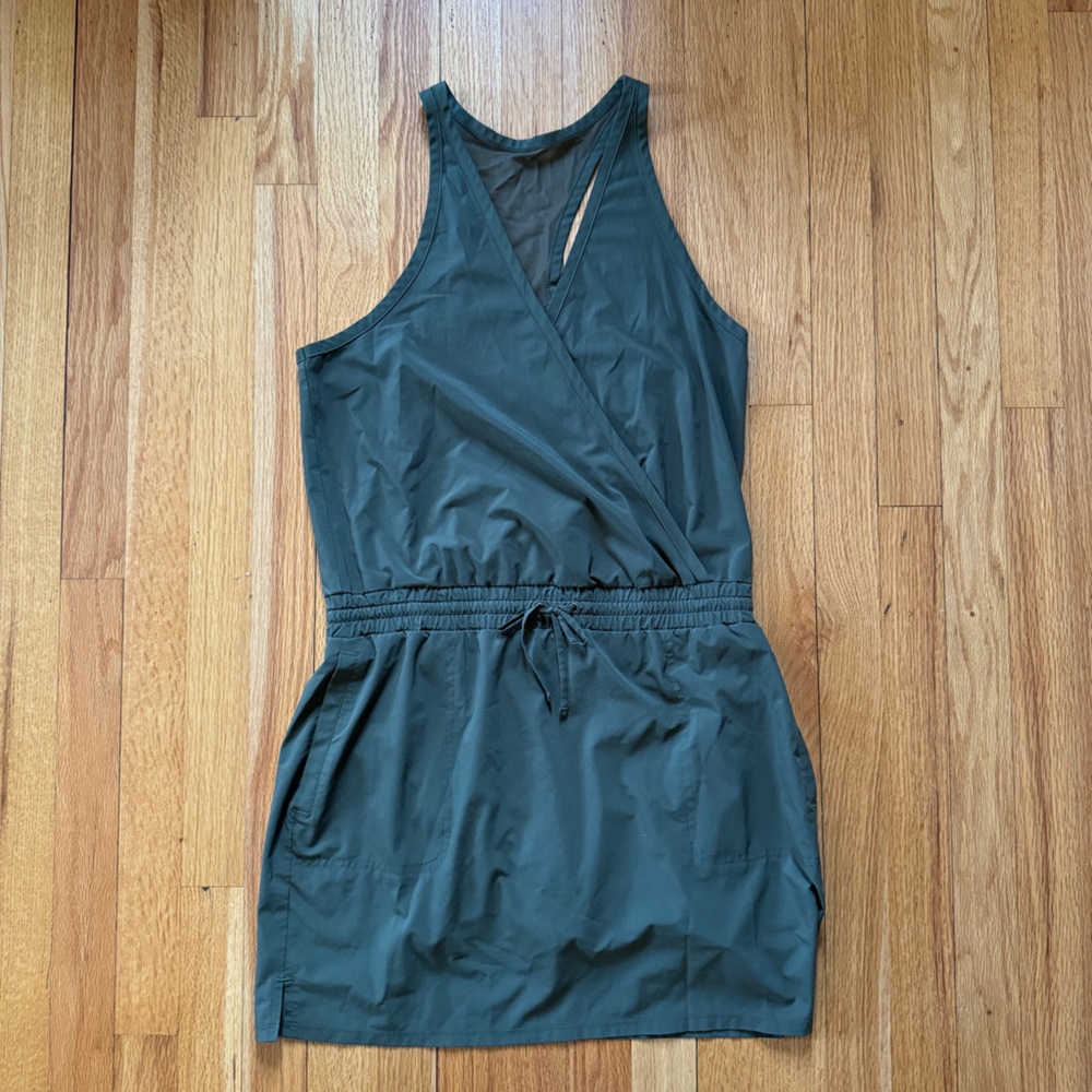 Athleta Womens Athletic V-Neck Drawstring Dress